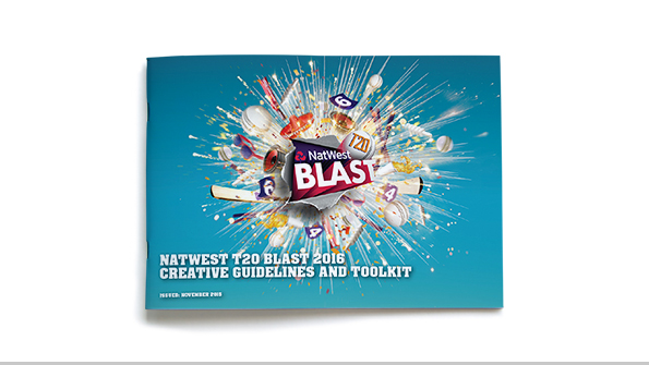 ECB T20 Blast 2016 creative guidelines and toolkit outside cover. Earnie creative design