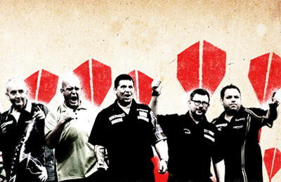 PDC creative with five key darts players. Earnie creative design