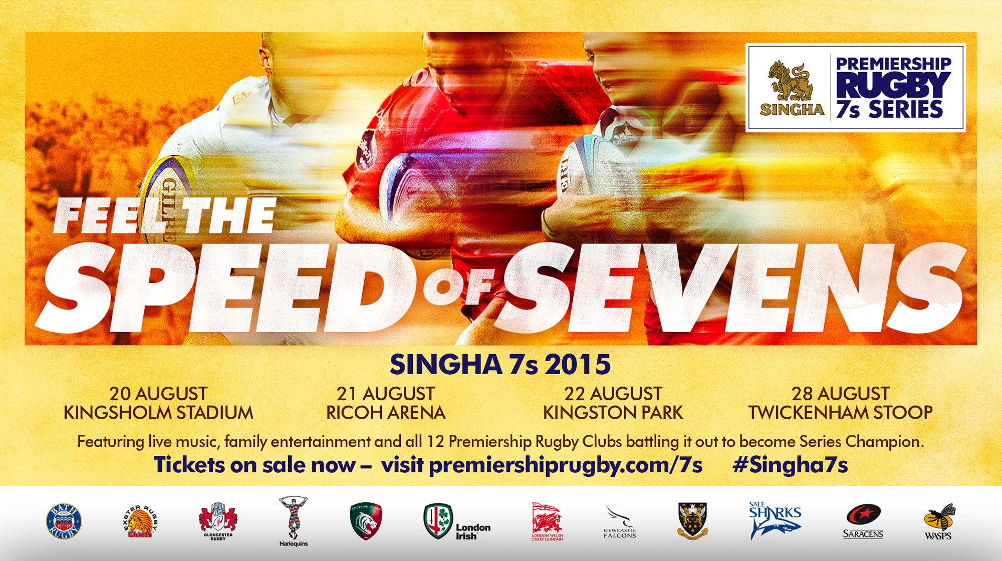 Singha Sevens poster promoting the specific dates of the matches. Earnie creative design