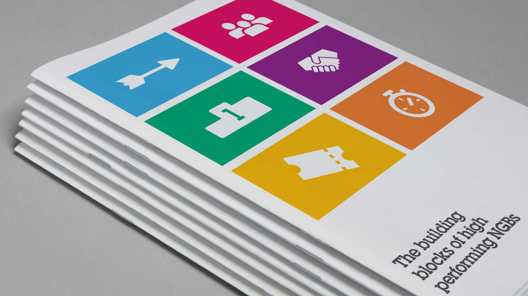 Outside cover of the Sport England Guide to building high performing NGBs. Earnie creative design