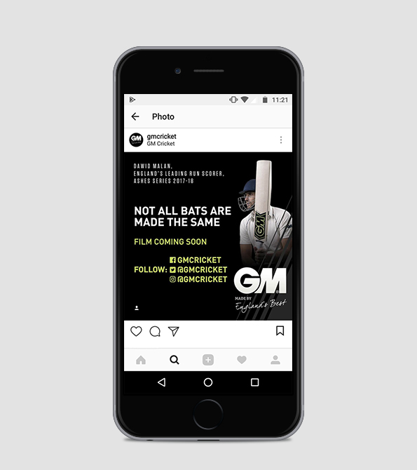 GM- It All Comes Down to Choice with Dawid Malan instagram on phone. Earnie creative design