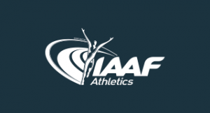 IAAF Athletics in white on blue background. Earnie creative design